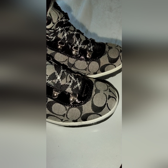 Coach Signature Patterned Black and Grey Tailor Hiking Boots Size 7.5 - Picture 7 of 12